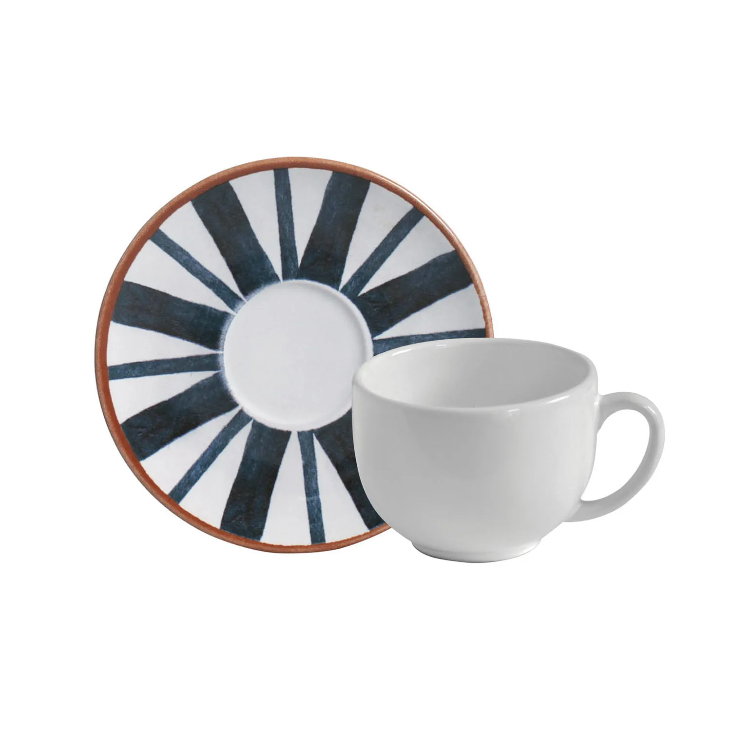Conjunto com 6 Xícaras de Chá com Pires Coup Stoneware Trópico 220ml