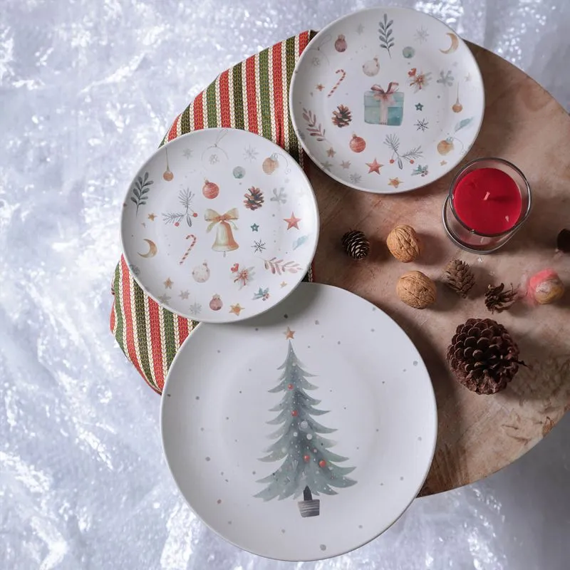 Kit com 6 Pratos de Sobremesa Coup Stoneware Noite de Natal Ø19,4cm